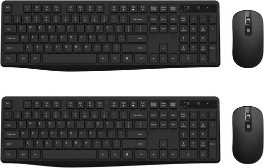 Wireless Keyboard and Mouse Combo, Lovaky 2.4G Full-Sized Ergonomic Keyboard, 3 DPI Adjustable Cordless USB Mouse, Quiet Click for Computer/Laptop/Windows/Mac (2 Pack, Black)