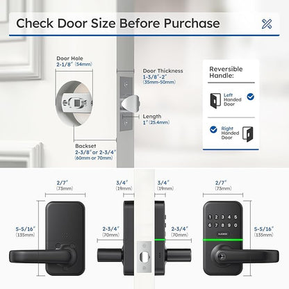 Smart Door Handle Lock with Keypad: Kucacci Keyless Entry Digital Knob for Front Door - Electronic Smart Lock with Keypad - Exterior Code Door Knob - Easy Installation