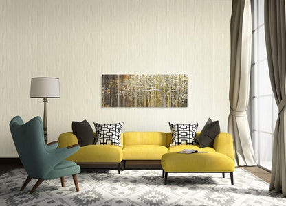 Yihui Arts Gold Metal Wall Art Handcrafted Tree on Aluminum Artwork Modern Forest Pictures with 3D for Living Room Bedroom Kitchen Decor