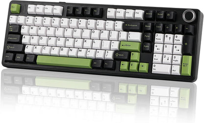 EPOMAKER X Aula F99 PRO Wireless Gaming Keyboard with 8000mAh Battery, Hot Swappable Creamy Keyboard, 2.4GHz/Type-C/BT5.0, NKRO, RGB Backlit for Win/Mac/Gaming (Black&White&Green)