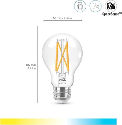WiZ Clear 60W A19 Tunable White Filament LED Smart Bulb - Pack of 1 - E26- Indoor - Connects to Your Existing Wi-Fi - Control with Voice or App + Activate with Motion - Matter Compatible