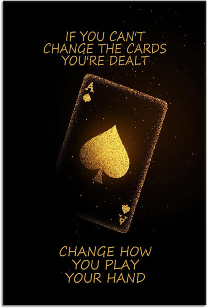 Inspirational Wall Art Motivational Poster Poker Game Quotes Wall Decor for Living Room Bedroom Office Bathroom Canvas Print Artwork Framed Art Decoration Ready to Hang [24''Wx 36''H]