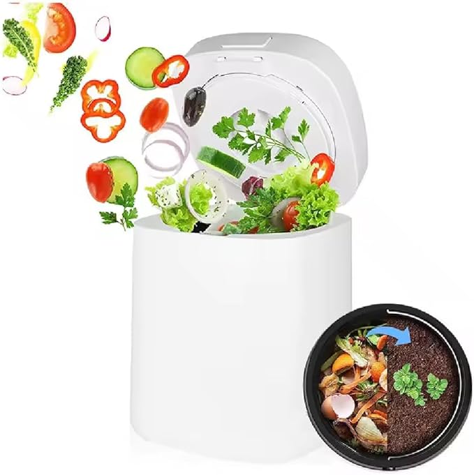 Electric Composter for Kitchen, 2.5L Smart Countertop Composter, Indoor Odorless Real-time Temperature Control, Turn Food Waste and Scraps into Dry Compost Fertilizer