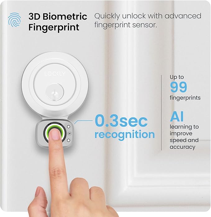 Lockly Access Touch, 3D Biometric Fingerprint Sensor, Retrofit Smart Lock, Turn Any Deadbolt Into a Smart Lock (Satin Nickel)