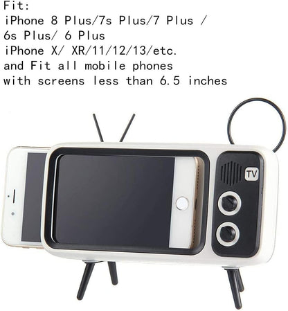 TV Speaker Phone Holder Style Mobile Phone Holder with Speaker Suitable for Smartphones Under 6.5 inches for Men Mens Husband Tester (Front Black and Back Gray)