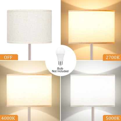 Ambimall 60'' Modern Floor Lamp with Shade, Tall Lamps for Living Room, Bedroom, Office, Dining Room, Beige Shade with Mocha Gold Pole(Without Bulb)