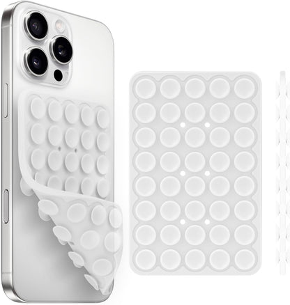 Silicone Suction Cup Phone Case Mount Double Sided, Phone Accessories Hands-Free Strong Grip Holder for Selfies and Videos, Silicon Phone Stand for iPhone and Android Translucent