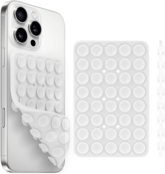 Silicone Suction Cup Phone Case Mount Double Sided, Phone Accessories Hands-Free Strong Grip Holder for Selfies and Videos, Silicon Phone Stand for iPhone and Android Translucent