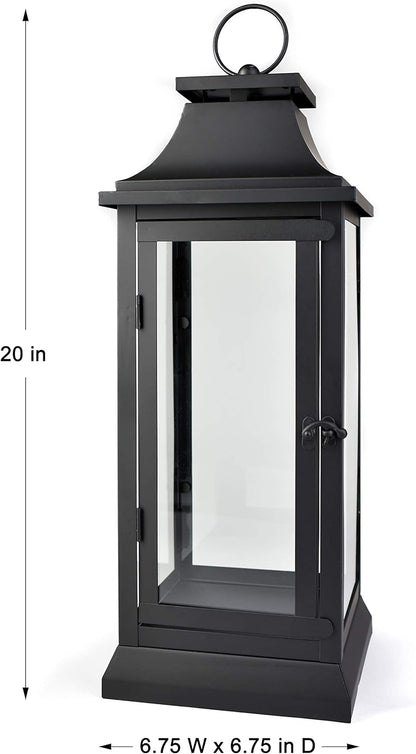 Serene Spaces Living Black Hurricane Lanterns with Clear Glass Panels, Perfect for Home Decor, Parties & Events, Table Top Or Hanging Lantern for Indoor & Outdoor, KIT - Small, Medium & Large