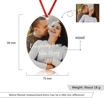 Gemszoo Personalized Picture Christmas Ornament, Custom Double Sided Photo Text Wooden Hanging Xmas Tree Keepsake Pendant Decoration Gift for Family (1, Oval)