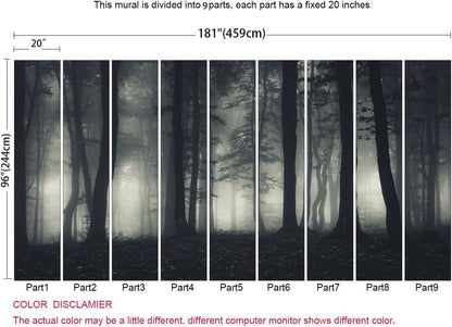 Foggy Forest Wallpaper Misty Jungle Rainforest Trees Nature Landscape Wall Mural(Not Peel n' Stick)