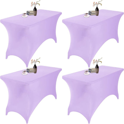 4Pack Spandex Waterproof Table Covers 4ft，Spandex 4ft Waterproof Table Cover for Party,Wedding, Banquet, and Events(Lavender)