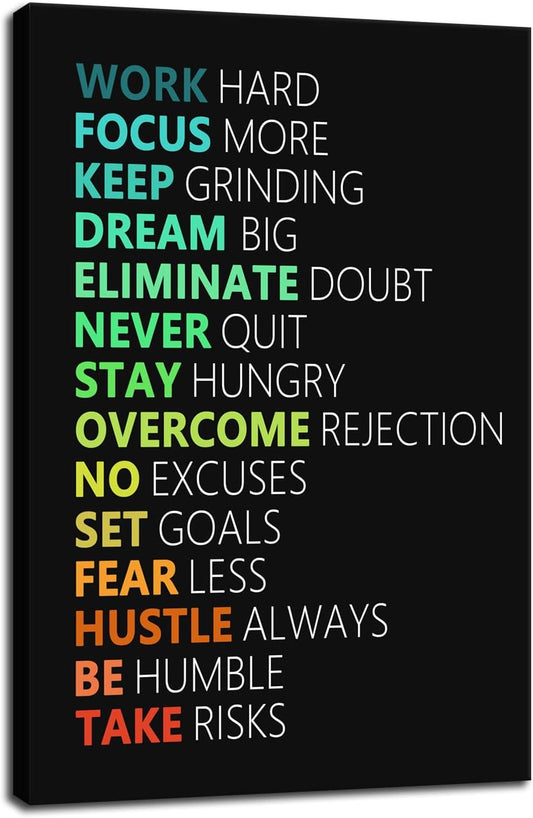 WYJZDZQ8 Inspirational Poster Motivational Canvas Wall Art Motivation Canvas Prints Artwork for Living Room Office Gym Modern Home Decor Painting Stretched and Framed Ready to Hang [12''Wx 18''H]