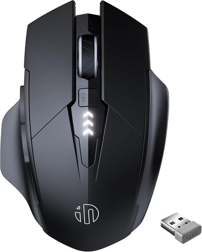 INPHIC Wireless Mouse Rechargeable, Upgraded Visible Battery, 2400 DPI, Silent Ergonomic Computer Wireless Mouse for Laptop, Mac, PC etc.