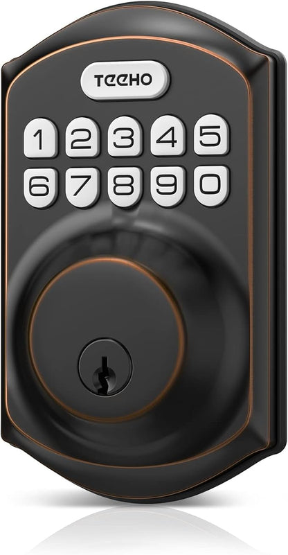 TEEHO TE001 Keyless Entry Door Lock with Keypad - Smart Deadbolt Lock for Front Door with 2 Keys - Auto Lock - Easy Installation - Oil-Rubbed Bronze