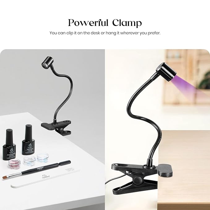 Beetles UV Nail Lamp for Gel Polish Mini LED Light with Clamp for Nail Art Design Fingernail Extension Quicky-Dry Curing Lamp for Techs Manicure Salon DIY at Home