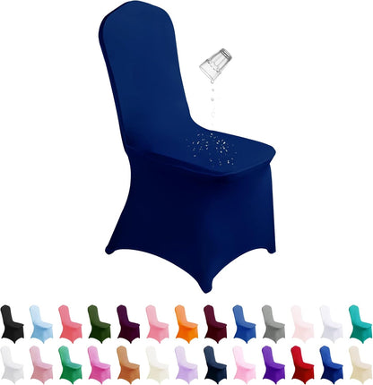 Waterproof Spandex Chair Cover 12PCS, Stretch Dining Chair Covers, Polyester Outdoor Chair Covers, Protector Stretch Chair Cover for Party Universal, Banquet, Wedding Event, Hotel(Classic Blue)