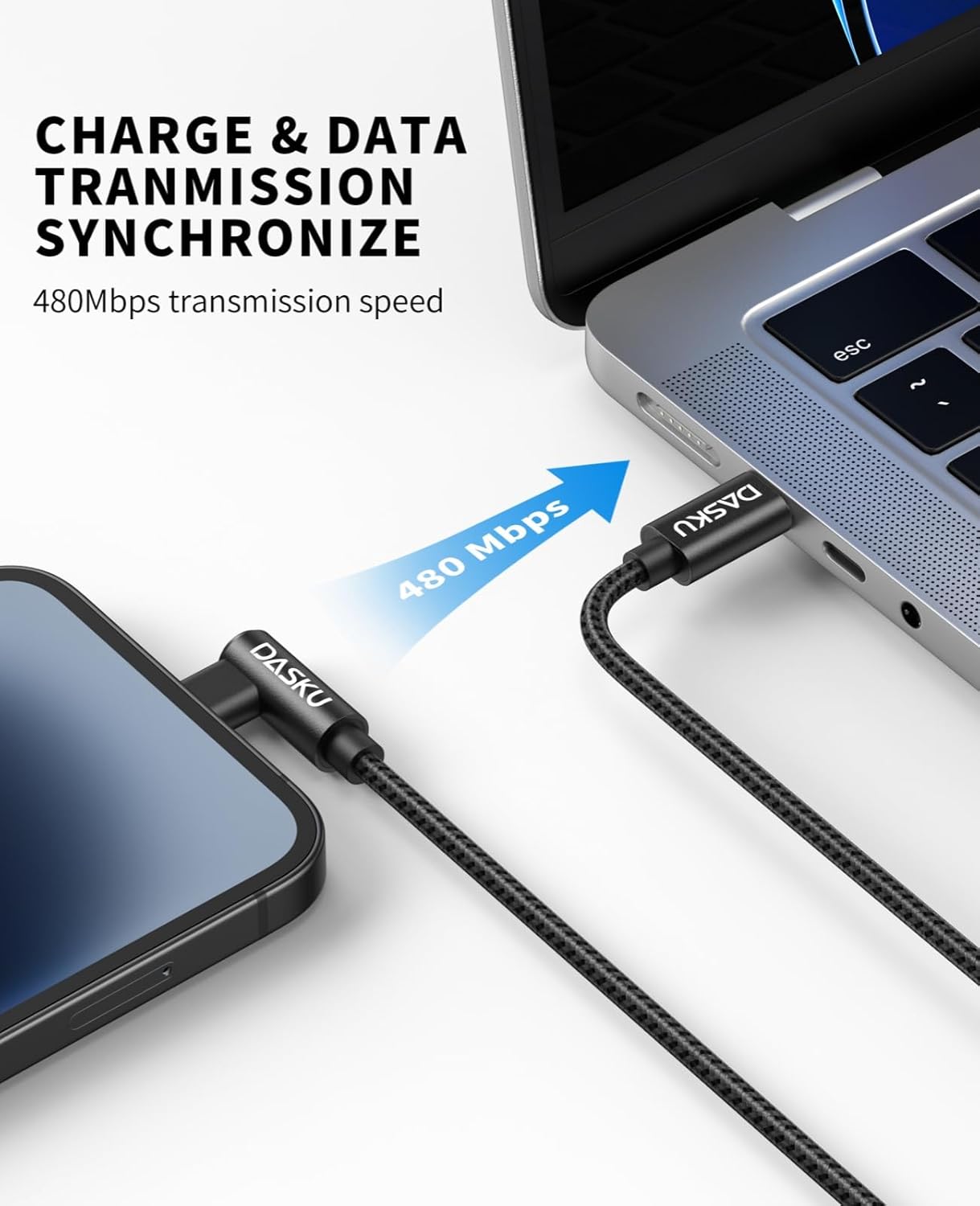 Apple USB C to Lightning Cable 2Pack - 6FT Right Angle 90 Degree iPhone Charging Cable - Long Nylon Braided - Compatible with iPhone 14/13/Pro/12/Max/11/XS/XR/8/Plus