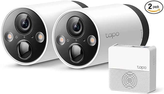 TP-Link Tapo 2K QHD Outdoor Wireless Security Camera System, Up to 180 Day Battery, Color Night Vision w/Starlight Sensor, Motion/Person/Pet/Vehicle Detection, Works w/Alexa &Google Home(Tapo C420S2)