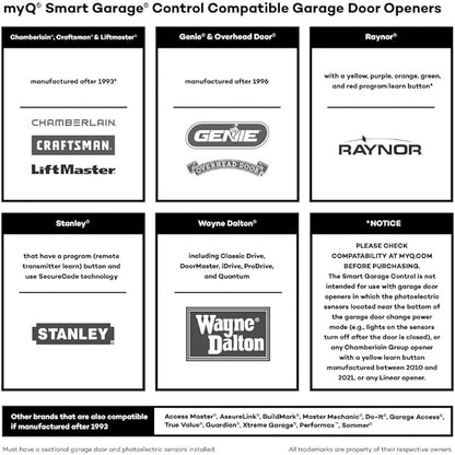 CHAMBERLAIN Smart Garage Control - Wireless Garage Hub and Sensor with Wifi & Bluetooth - Smartphone Controlled, myQ-G0401-ES, White
