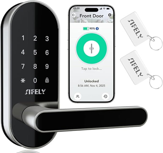 Keyless Entry Keypad Smart Door Lock with Handle & Knob – Digital Deadbolt for Front, Bedroom, Office & Interior Doors, App Control for Airbnb, Guests & Kids, Easy DIY Install (No Fingerprint)