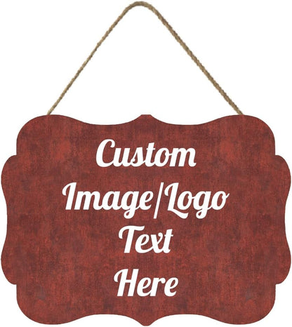Personalized Wooden Welcome Sign Front Door Decor - Customized Text/Images - Farmhouse Style - 11.2 * 8 Inch