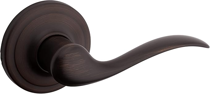 Kwikset Tustin Dummy Door Handle, Single Sided Lever for Closets, French Double Doors, and Pantry, Venetian Bronze Non-Turning Right Handed Interior Push/Pull Lever, with Microban Protection