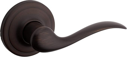 Kwikset Tustin Dummy Door Handle, Single Sided Lever for Closets, French Double Doors, and Pantry, Venetian Bronze Non-Turning Right Handed Interior Push/Pull Lever, with Microban Protection