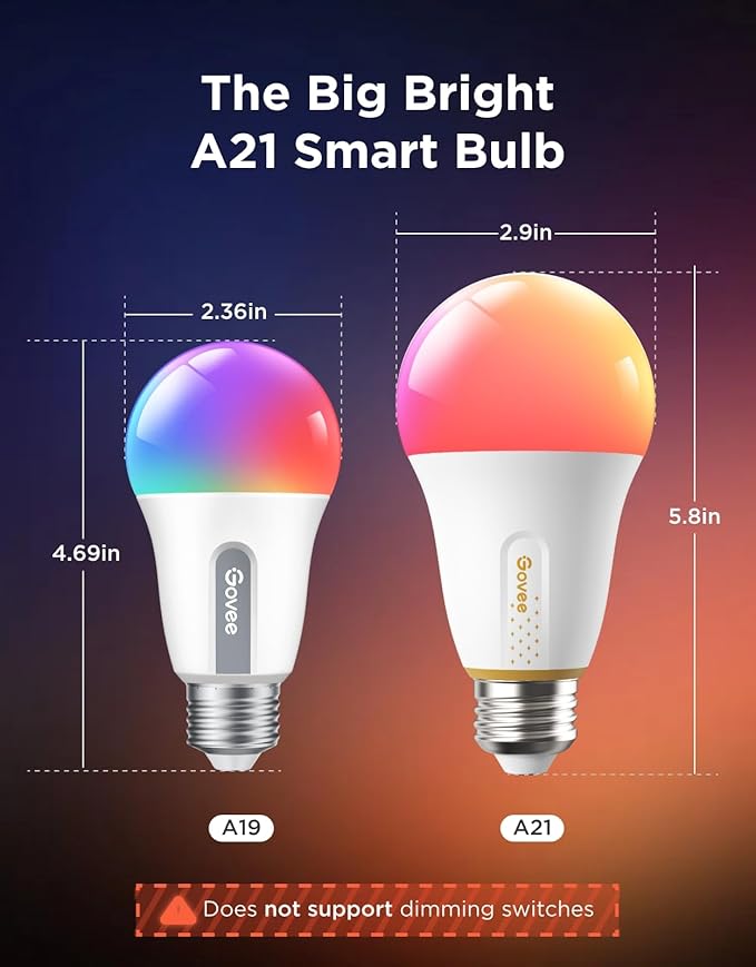 Govee RGBIC Smart Table Lamp 2 Bundle with 1600 Lumens Smart Light Bulbs