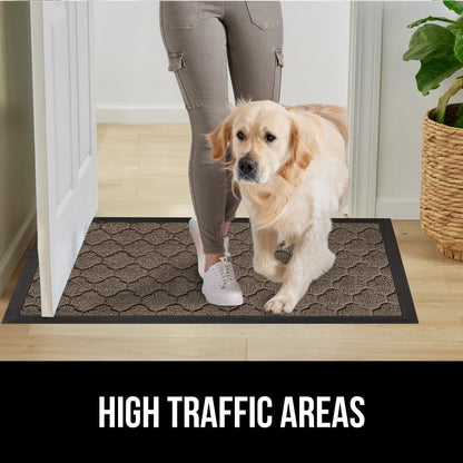 GORILLA GRIP 100% Waterproof All-Season WeatherMax Doormat, 72x24, US Designed Natural Rubber, Stain and Fade Resistant, Low Profile Indoor Outdoor Door Mats, Easy Clean Patio Mat, Latte Quatrefoil