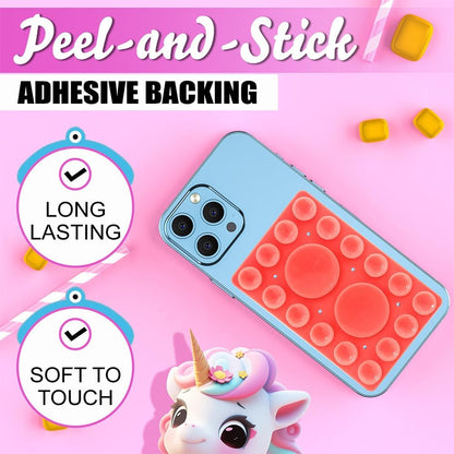 Silicone Suction Phone Holder Mount, Adhesive Accessory for iPhone and Android, Hands-Free Mirror Shower Mount for TikTok Videos and Selfies (Red, Single Sided)