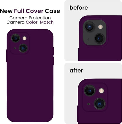 FireNova Designed for iPhone 13 Case, Silicone Upgraded [Camera Protection] Phone Case with [2 Screen Protectors], Soft Anti-Scratch Microfiber Lining Inside, 6.1 inch, Wine Red