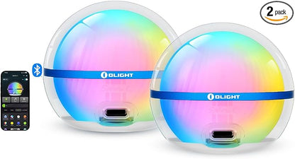 OLIGHT Sphere C 2-Pack Smart Night Light, USB-C Rechargeable, 75 Lumens Stepless Dimming, App Control Ambient Lighting, Portable for Parties, Camping, Reading or Bedrooms (Type-C Cable Excluded)