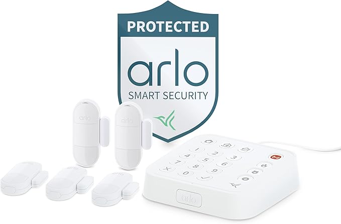 Arlo Home Security System - Alarm System with Wired Keypad Sensor Hub, 5 8-in-1 Sensors & Yard Sign - No Contract Required - DIY Installation - White, SS1501