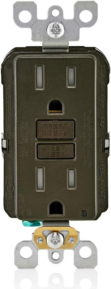Leviton Dual-Function AFCI/GFCI Outlet, 15 Amp, Self Test, Tamper-Resistant with LED Indicator Light, Protection from Both Electrical Shock and Electrical Fires in One Device, AGTR1, Brown