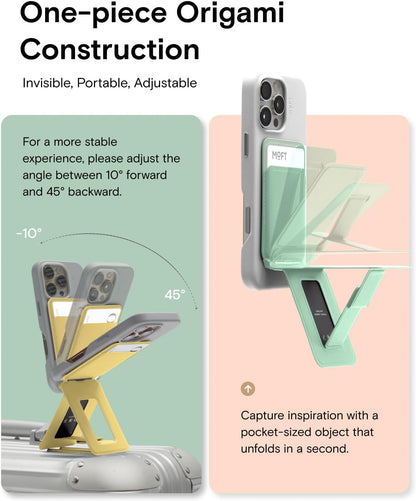 MOFT Phone Tripod Wallet for iPhone, Mulit-Angles, Lightweight Phone Stand, MOVAS Vegan Leather Magnetic Wallet, Strong Magnets, NFC Card Holder, Travel Essential, Soothing Mist (with Card Slot)