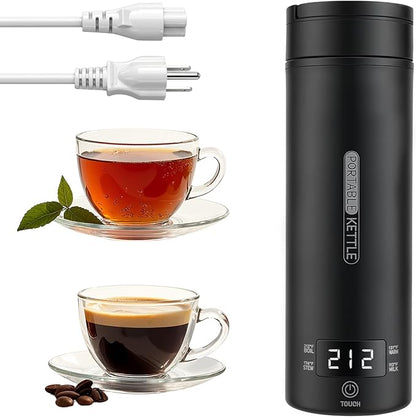 Portable Electric Kettle （110V）, Travel Tea Kettle, 316 Stainless Steel Premium Liner, 4-speed Temperature Adjustment with Auto Shut-off and Boil-Off Protection black