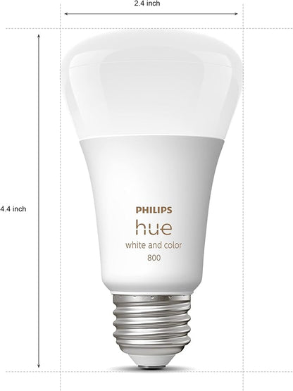Philips Hue A19 LED Smart Light Bulb - White and Color Ambiance - 60W Indoor Light Bulb - Control with Hue App - Compatible with Alexa, Google Assistant and Apple Homekit - 6 Pack