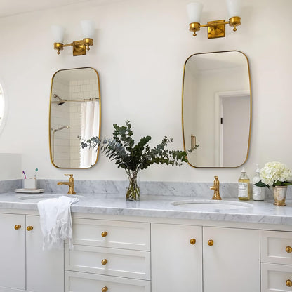 ANDY STAR Gold Oval Mirrors for Bathroom, Large 24x36’’ Brushed Gold Metal Framed Oblong Wall Mirror, Modern Brass Vanity Mirror in Stainless Steel Frame Wall Mount Horizontal or Vertical
