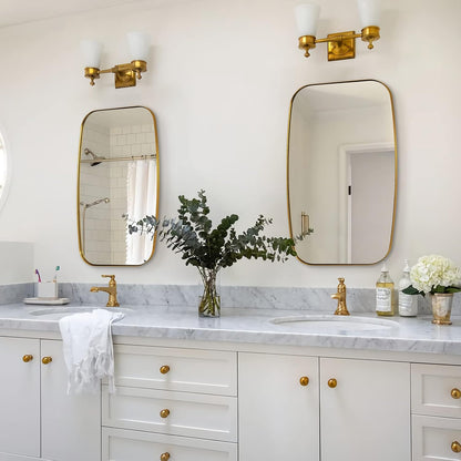 ANDY STAR Gold Bathroom Mirror, 20x30’’ Brushed Gold Vanity Mirror for Bathroom, Brushed Brass Oblong Stainless Steel Metal Frame Mirror for Over Sink