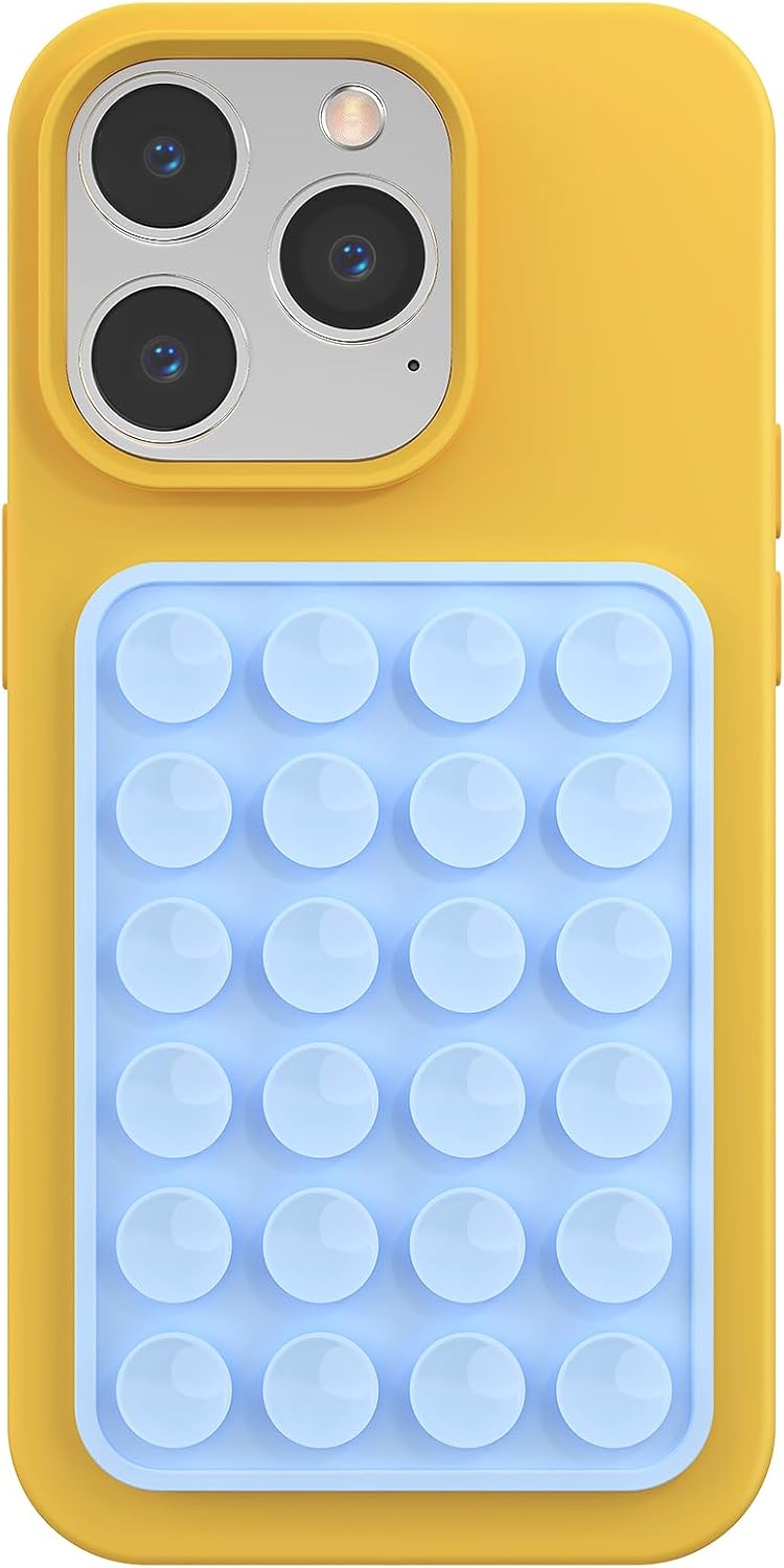 Silicone Phone Sticky Grip, Suction Phone Case Mount for iPhone and Android, Hands-Free Sticky Cell Phone Grip, Mobile Fidget Mirror Holder for Selfies and Videos