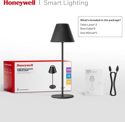 Honeywell 2Pack Cordless Table Lamp Rechargeable - M1 Sunturalux Portable LED Desk Lamp 5200mAh Battery Operated 4Color 9RGB Dimmable Bedside Lamps for Home Living Bedroom Restaurant Night Light