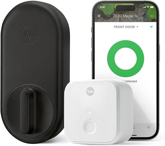 Yale Approach Smart Wi-Fi Deadbolt Retrofit Smart Lock, Unlimited Virtual Keys, App Remote Control, Keyless Entry - Black