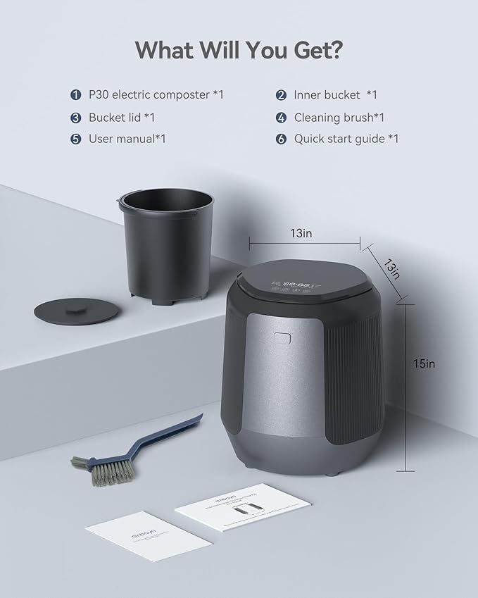 Electric Kitchen Composter, 4.2L Smart Countertop Food Recycler with Charcoal System, Indoor Compost Bin for Home Waste, Quiet & Easy to Use, Eco-Friendly Waste Solution