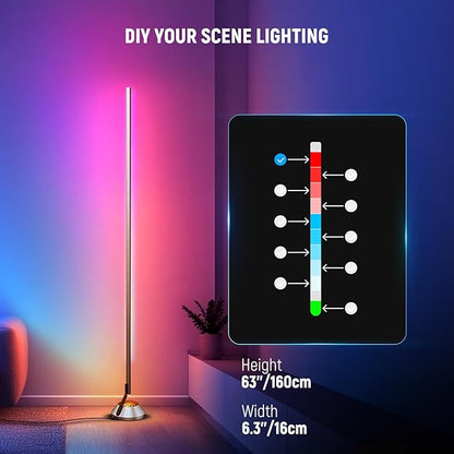 NEEWER Smart RGBW Floor Lamp, 1500lm LED Standing Corner Light Compatible with Alexa Google, APP Control/AI DIY/Music Sync/16 Million Colors, Ambience Lighting for Bedroom Living Room Home Decor, NF01