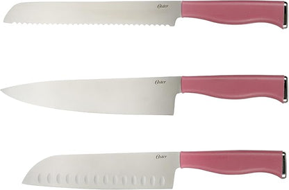 Oster Langmore 15 Piece Stainless Steel Cutlery Knife Block Set W/Black Box – Purple