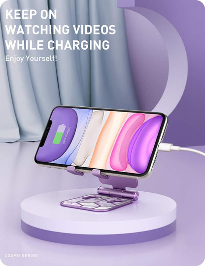 i-Blason Cell Phone Stand for Desk, Cell Phone Holder, Fits All Smart Phones, iPhone 16 15 14 13 Pro Max, Foldable Phone Stand Holder, Purple