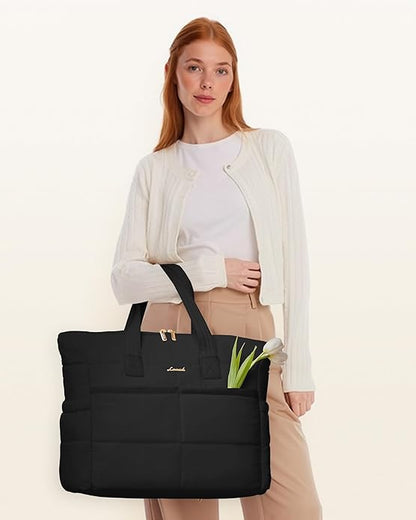 LOVEVOOK Tote Bag for Women,Light Puffer Tote Bag with Multi-pockets,Stylish Carry on Laptop Bags for Daily,Travel,Work,Gym | with Multi-pockets, Stylish, Carry on, for Daily, Travel, Work