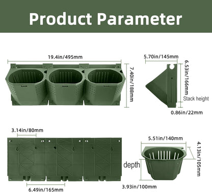 Self Watering Wall Mounted Vertical Planter, 36 Pots Wall Planter Indoor Vertical Living Green Plant Wall Easy Installation (Green)