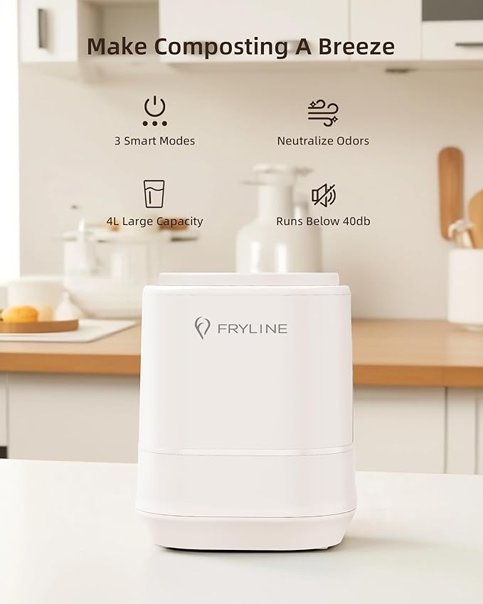 4L Electric Composter for Kitchen, Smart Countertop Compost Bin, Odorless | Low Noise | Auto-Cleaning | Turn Food Waste into Fertilizer Composter Home Indoor Fertilizer Machine